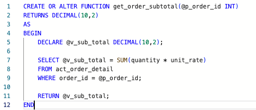 MS SQL Server DB Function Example